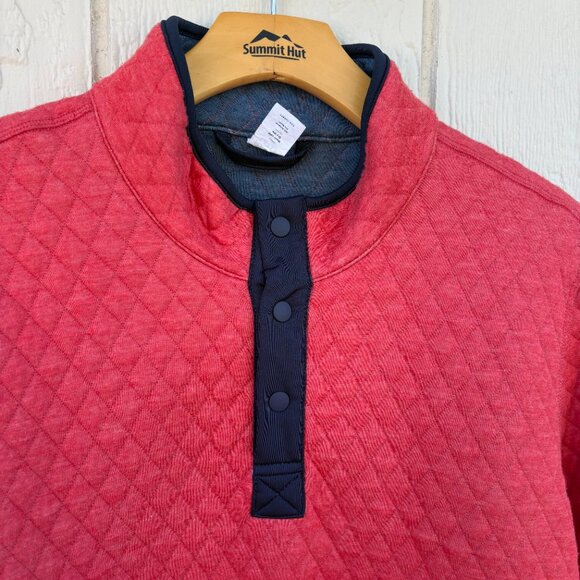 Marine Layer Corbet Reversible Quilted Pullover Sweater Mens Small Red Blue Snap - Picture 2 of 10